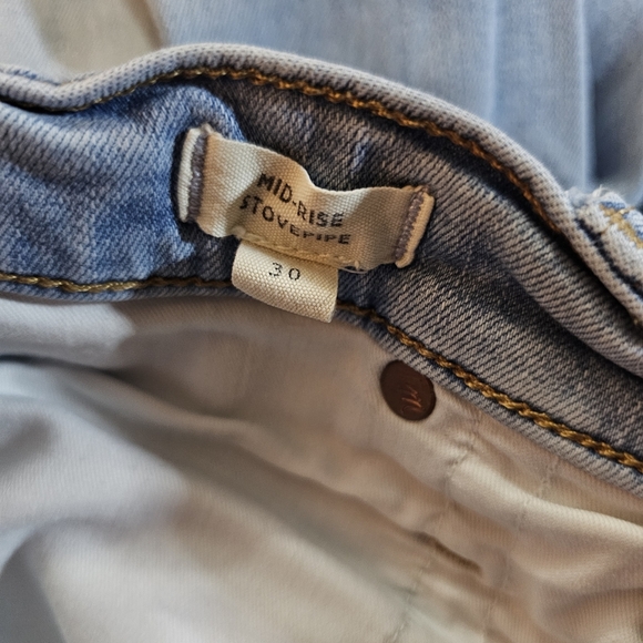 Madewell Women's Mid Rise Stovepipe Sky Blue Skinny Jeans Size 30/10 - Picture 5 of 12